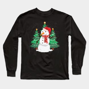 Happy Snowman In Happy Christmas Day Long Sleeve T-Shirt